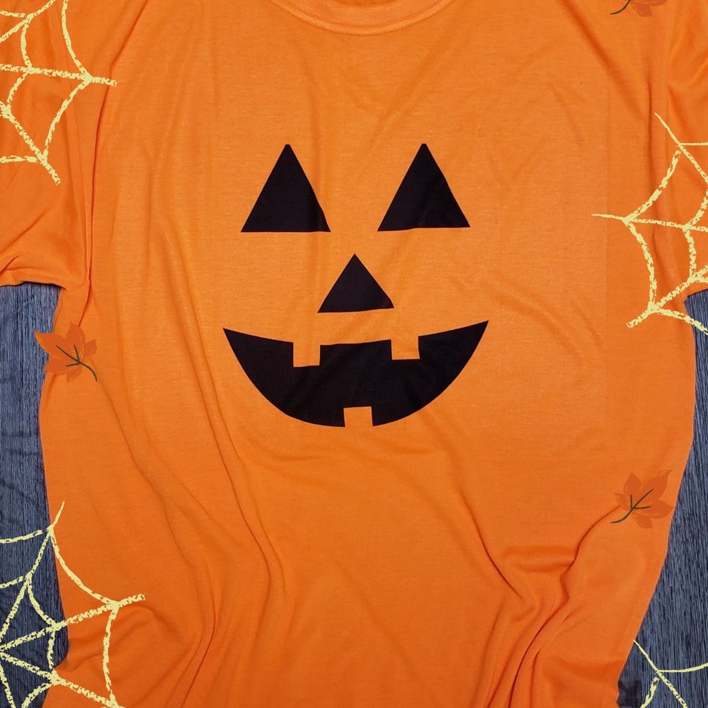 Halloween Jack-o'-lantern Pumpkin Face Orange T-shirt
